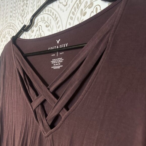 American Eagle Shirt Womens Size M Long Sleeve Soft & Sexy Purple - Picture 3 of 5